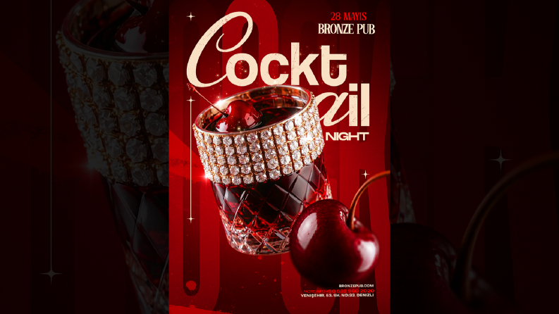 Koktely Gecesi Poster Tasarımı