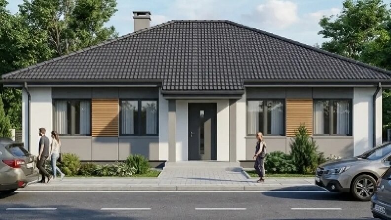 ​Tek Katlı Modern Konut 3D Kat Planı & Fotogerçekçi Dış Cephe Renderı