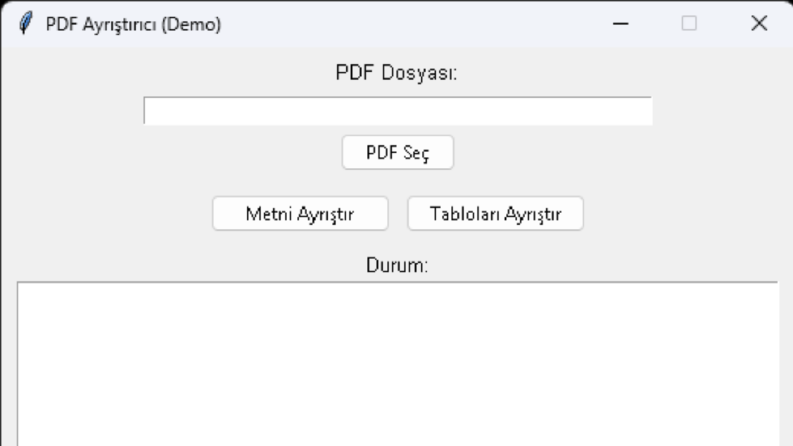 PDF İçerik Ayrıştırıcı ve Tablo Çözücü (Demo)