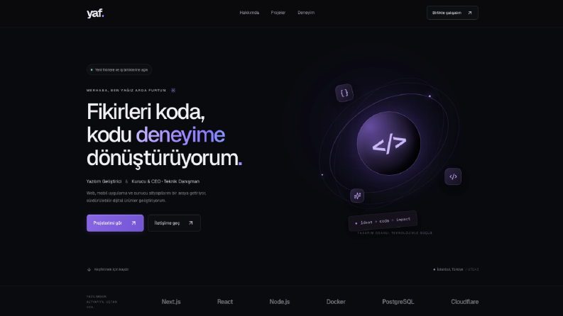 ardaf.dev Kişisel Yazılımcı Portfolyo Sitesi