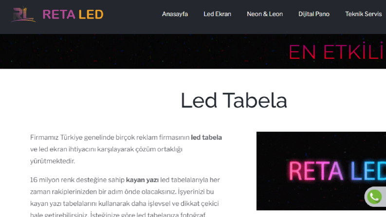 Reta LED - WordPress ve SEO hizmeti