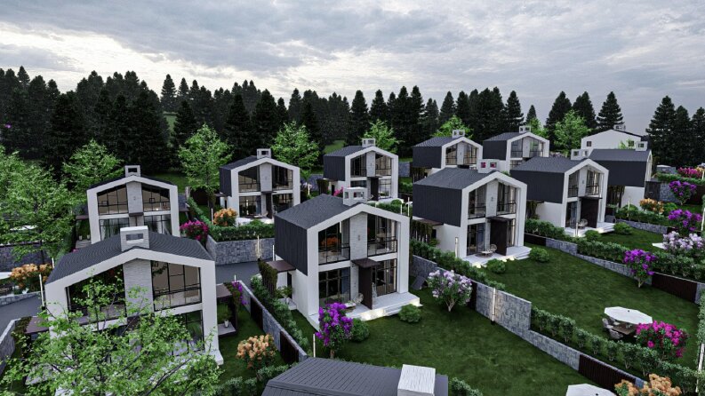 Modern Villa Sitesi Dış Cephe ve Peyzaj Tasarımı