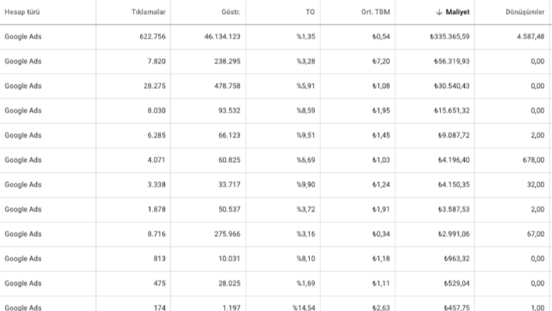 Yönetilen Google Ads Hesapları