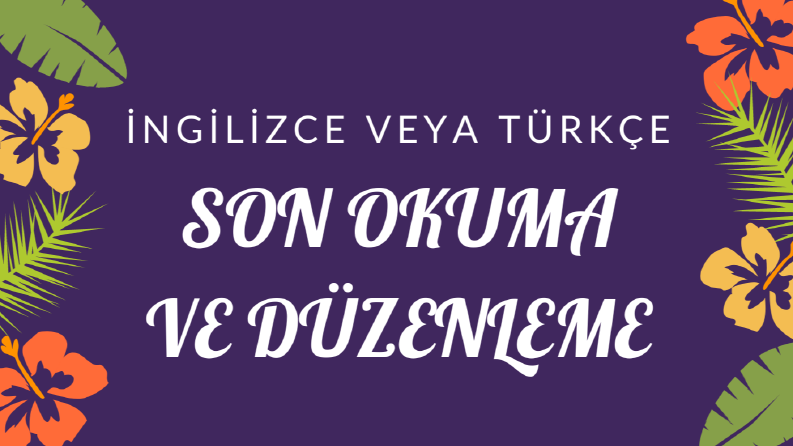 İngilizce veya Türkçe Metin Düzenleme ve Son Okuma