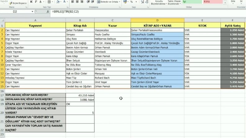 Ben tüm excel işlerinizi yapabilirim