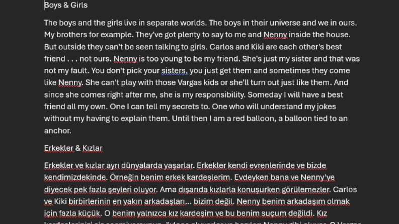Boys & Girls Kısa Öykü Çeviri