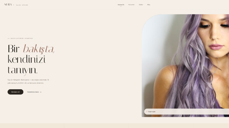 SERA – Premium Salon Web Sitesi & Randevu Sistemi