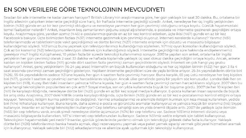 En son verilere göre teknolojinin mevcudiyeti