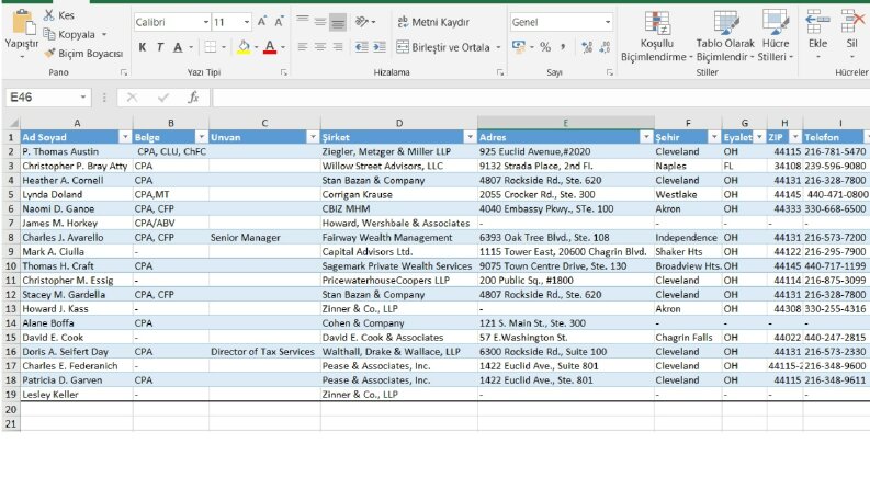 Resimden Excel'e Veri Girişi