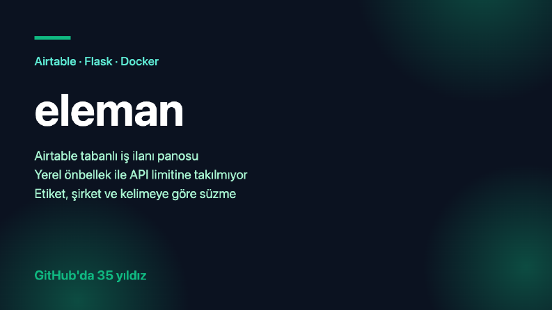 eleman — Docker ile Airtable tabanlı iş ilanı panosu