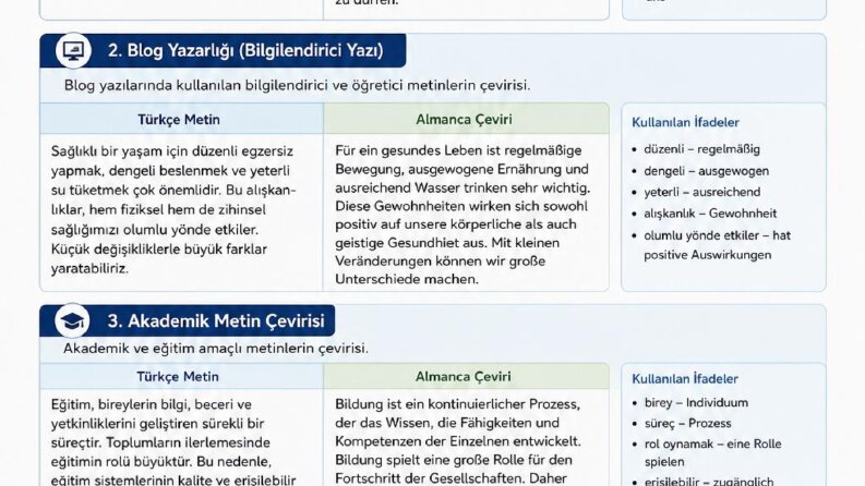 Akademik metin , gündelik metin çevirileri