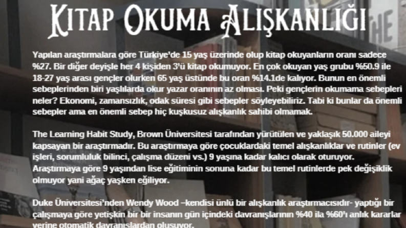 KİTAP OKUMA ALIŞKANLIĞI