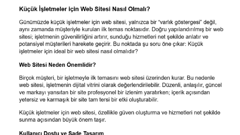 Küçük İşletmeler için Web Sitesi Nasıl Olmalı?