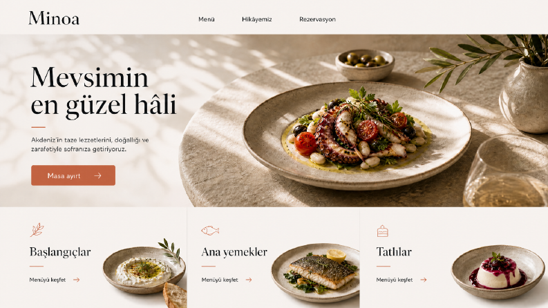 Minoa – Restoran Web Sitesi