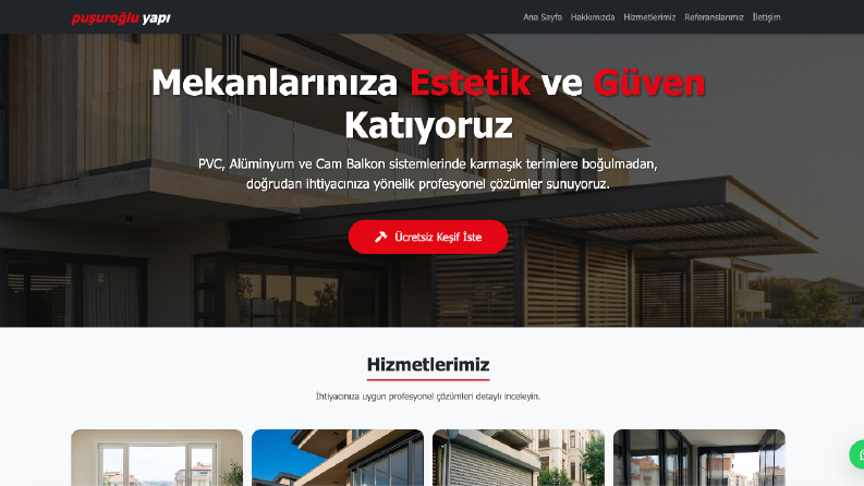 Puşuroğlu Yapı - Kurumsal Web Sitesi (HTML/CSS)