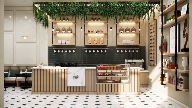 MODERN KAFE İÇ KENA TASARIMI