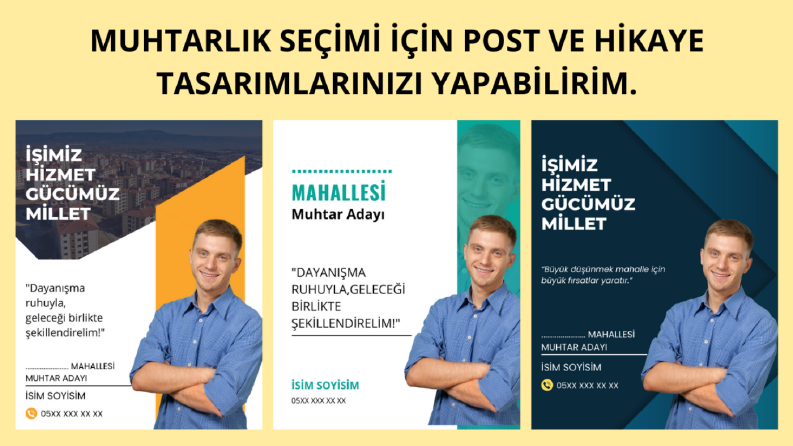 Muhtarlık seçimi post ve hikaye tasarımı.