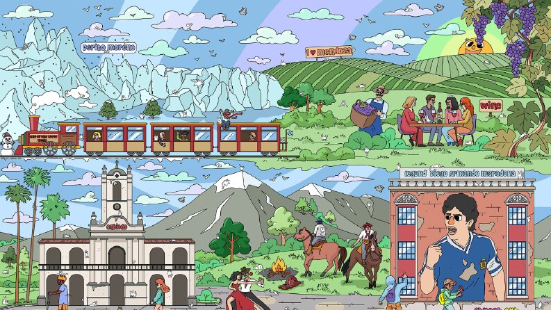 "100 cats lost in world" Game illustrations