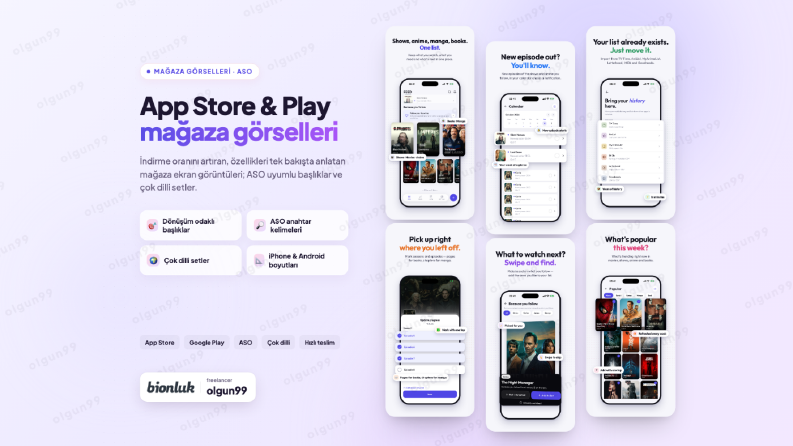 Film & Dizi Takip Uygulaması – Mağaza Ekran Görüntüleri