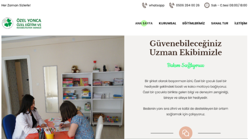 Yonca Rehabilitasyon Kurumsal Web Sayfası