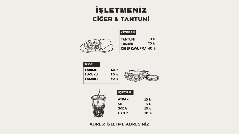 İşletmeniz için minimalist menü tasarımı