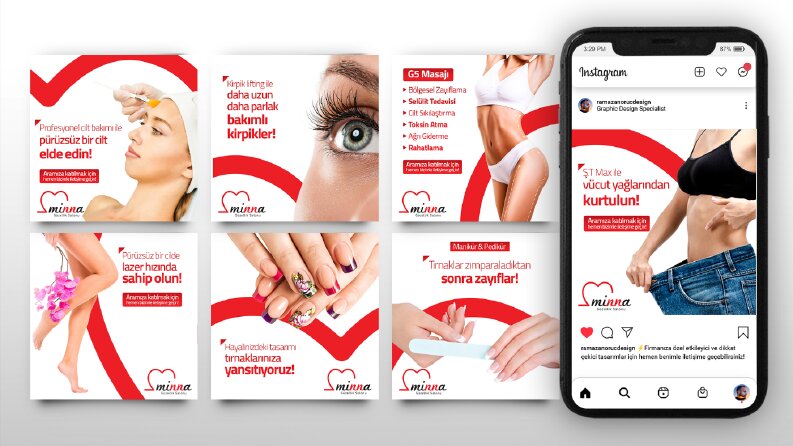 Minna Güzellik Salonu Sosyal Medya Tasarımları