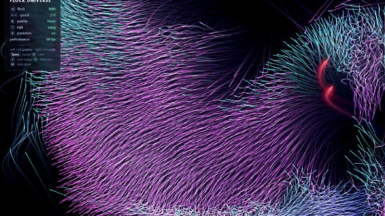 FLOCK UNIVERSE — tarayıcıda sürü simülasyonu