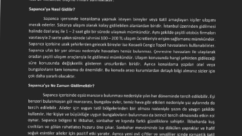 Sapanca yazı örnek 