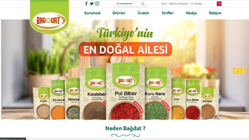 Bağdat Baharat Kurumsal Web Sitesi