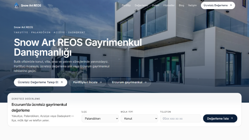 Snow Art REOS - Modern Emlak Web Sitesi ve CMS
