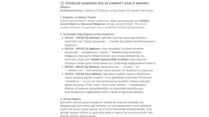 Güvenlik Kamerası Adli Ses ve Hareket Analiz Raporu
