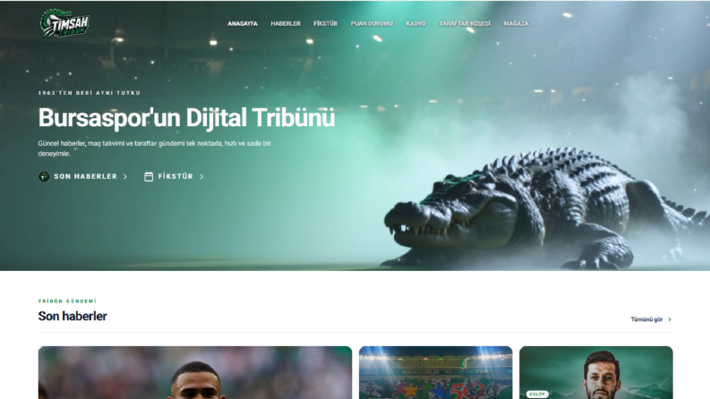 timsahtribun.com - Modern Spor Haber Sitesi Tasarımı