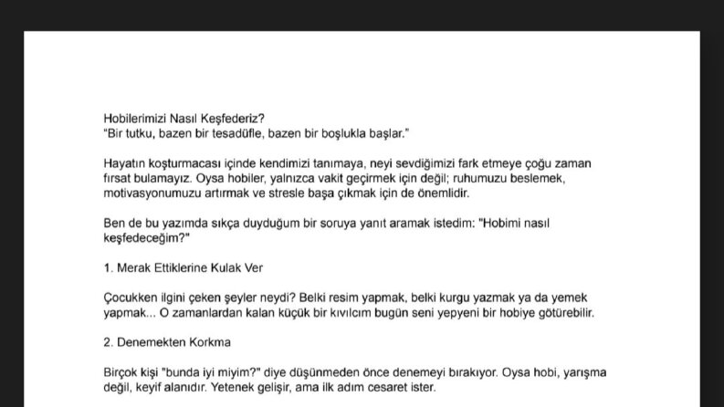 Hobilerimizi Nasıl Keşfederiz? 