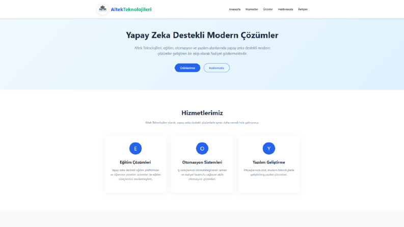 Kurumsal Web Sitesi - Altek Teknolojileri