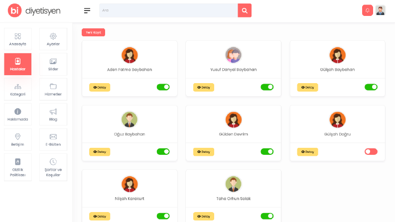 Diyetisyenlere Özel web sitesi
