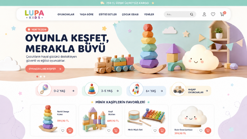 LUPA KIDS – Eğitici Oyuncak E-Ticaret Sitesi