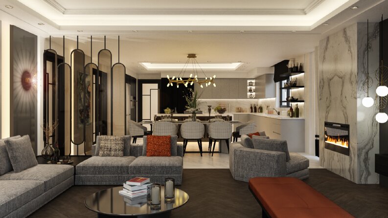 Villa salonu modelleme ve render