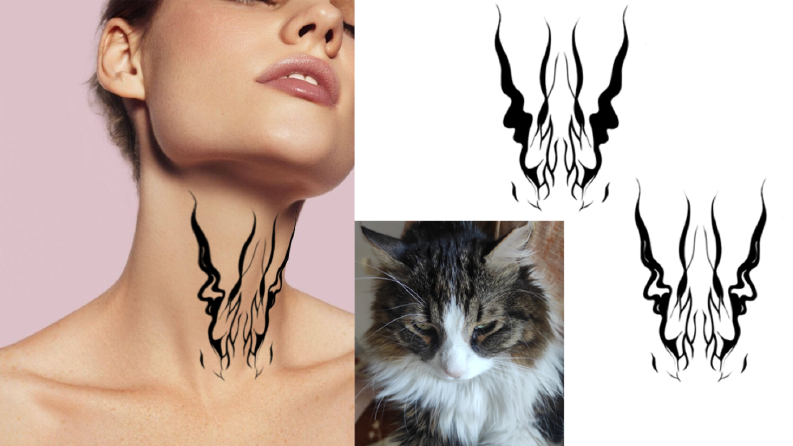 Cat forhead mark cybersigilism tattoo