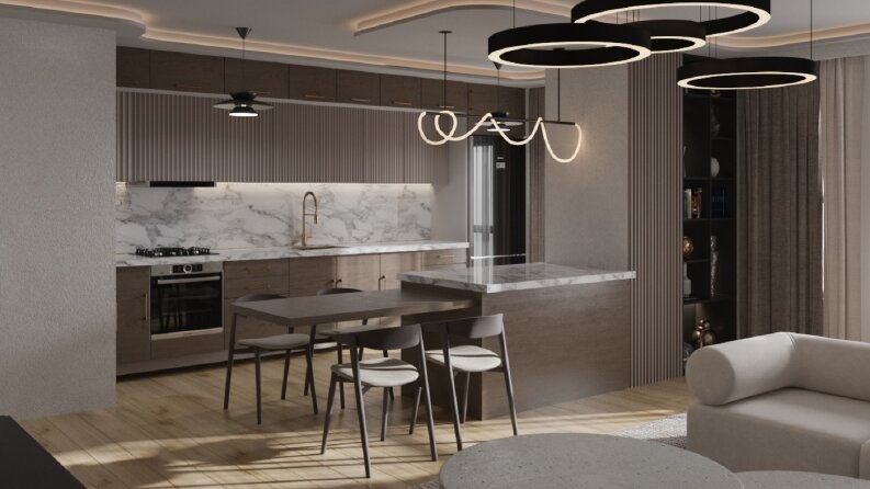 Modern Yaşamın Estetik Kurgusu: Bütünleşik Salon ve Mutfak