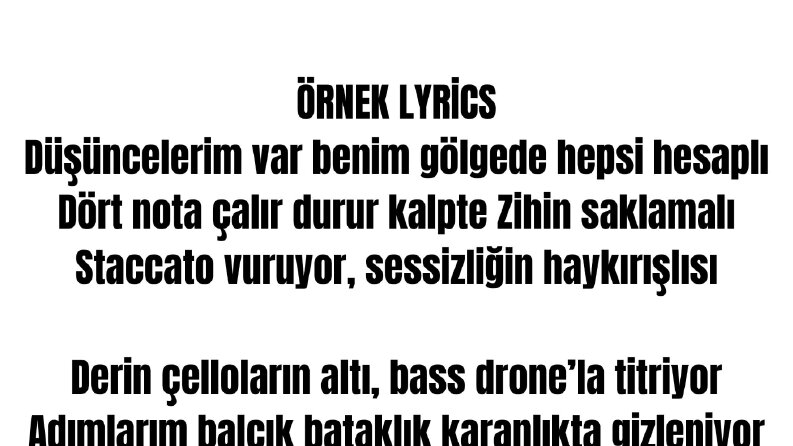 Özgün Rap Şarkı Sözü Örneği