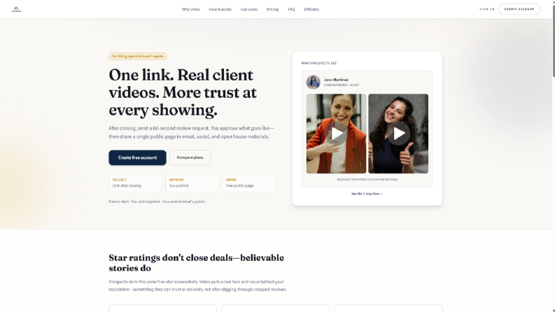 AgentKred – Videolu Sosyal Kanıt Web Uygulaması