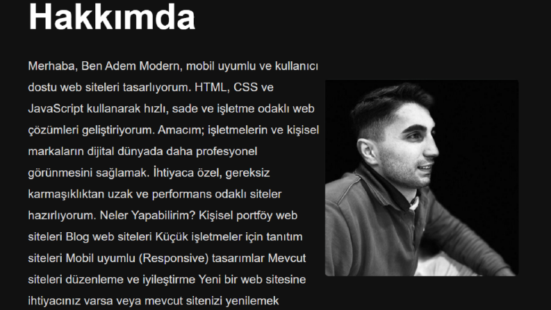 Kişiye özel modern portföy web sitesi tasarlıyorum