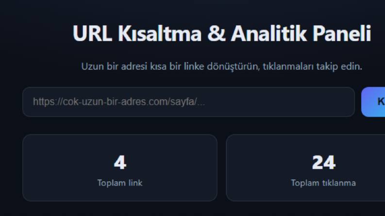 Dinamik URL Kısaltma ve Tıklama Analitiği Paneli