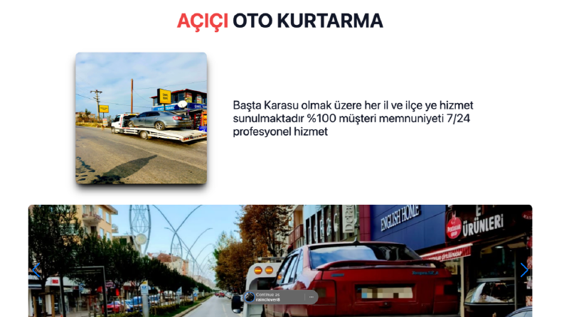 Oto Kurtarıcı web sitesi