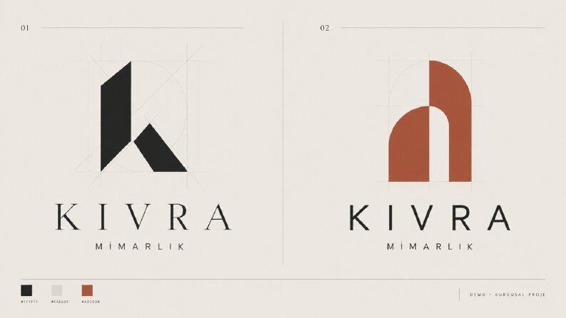 KIVRA: mimarlık stüdyosu için iki logo yönü