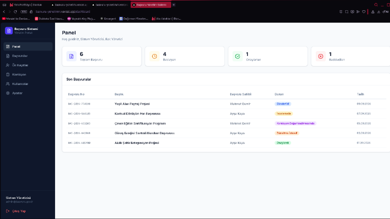 Pro Seviye Başvuru Yönetim Sistemi | Next.js + Supabase