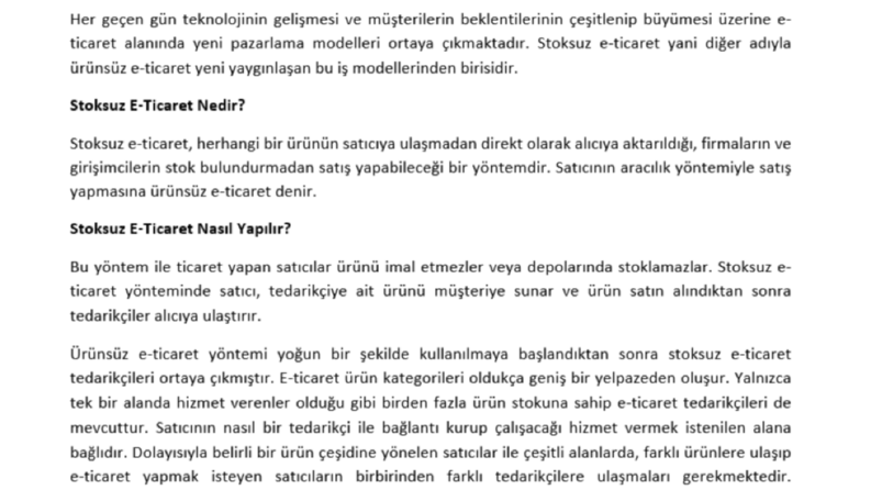 Stoksuz E-Ticaret Nedir? Seo Uyumlu Makale