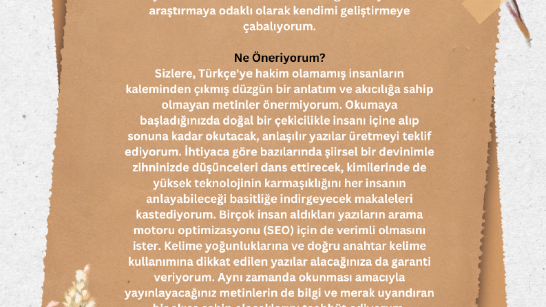 Üst Düzey Yazı İhtiyaçlarınızı Karşılarım