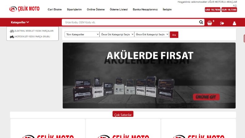 Çelik Motor B2B E-Ticaret Sitesi