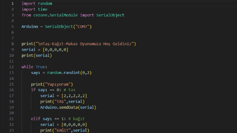 Python ile taş kağıt makas oyunu